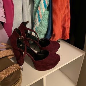 Burgundy Block Heels